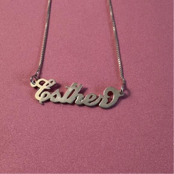 Stirling Silver "Esther" Name Necklace 8in Drop - Picture 1 of 4